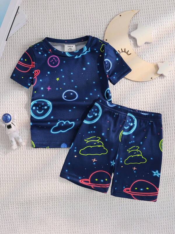 Conjunto de 2 piezas para bebé y niños pequeños, franela y shorts