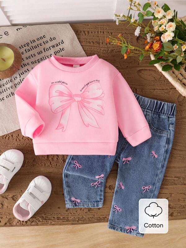 Conjunto de 2 piezas para bebé y niñas pequeñas, sweater y pantalón