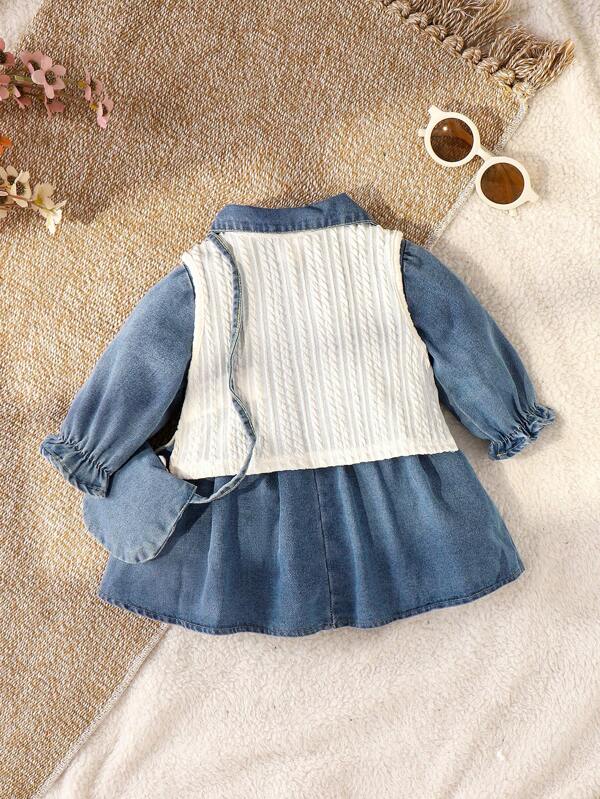 Conjunto de 2 piezas para bebé y niñas pequeñas, vestido y chaleco