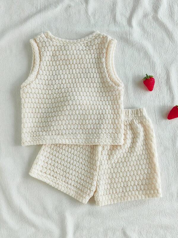 Conjunto para bebé niña, blusa sin manga y short corto
