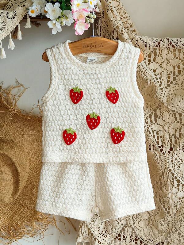 Conjunto para bebé niña, blusa sin manga y short corto