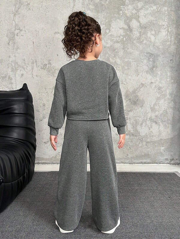 Conjunto de 2 piezas para bebé y niñas pequeñas, sweater y joggers