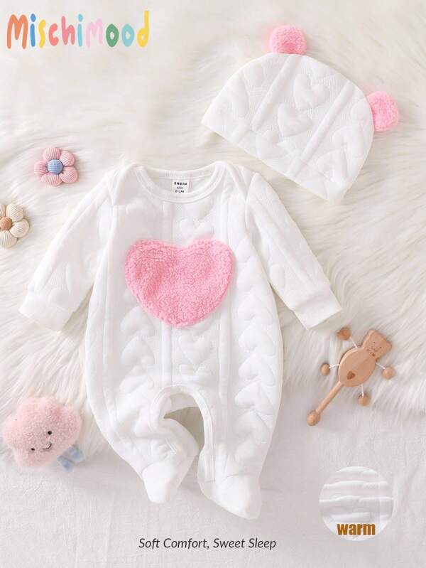 Set de 2 piezas para bebé niña, mameluco y gorro