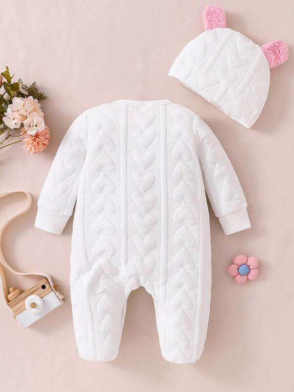 Set de 2 piezas para bebé niña, mameluco y gorro
