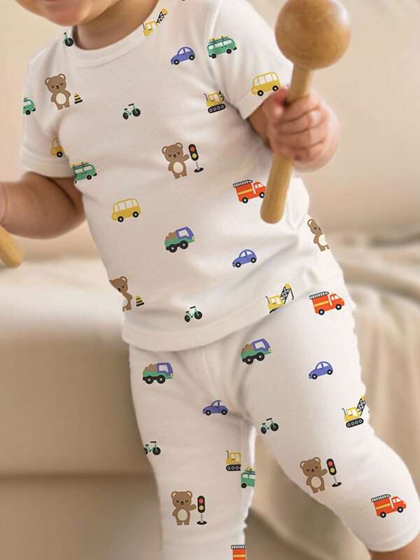 Conjunto de 2 piezas para bebé y niños pequeños, franela y mono