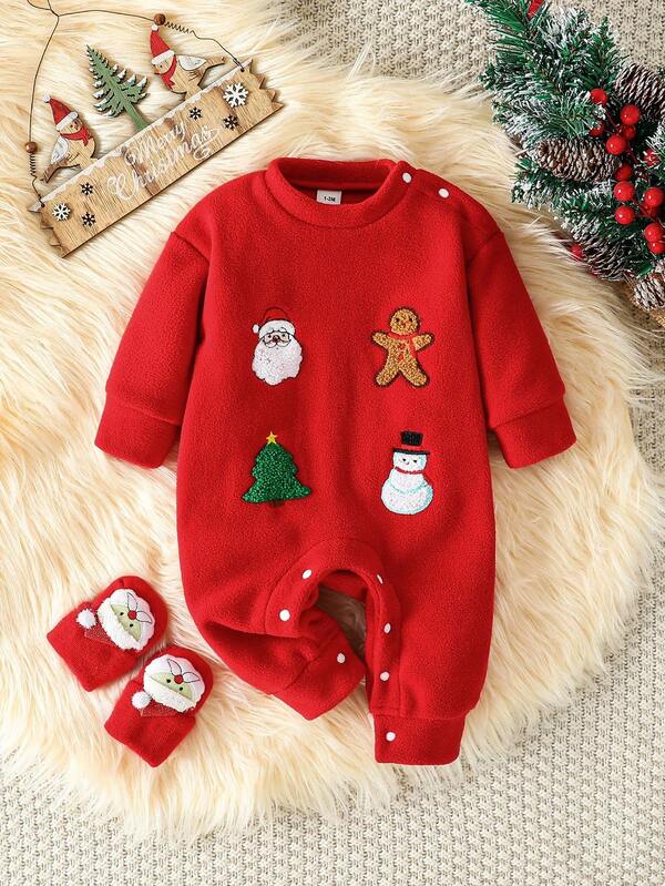 Pijama mameluco navideña unisex con calcetines
