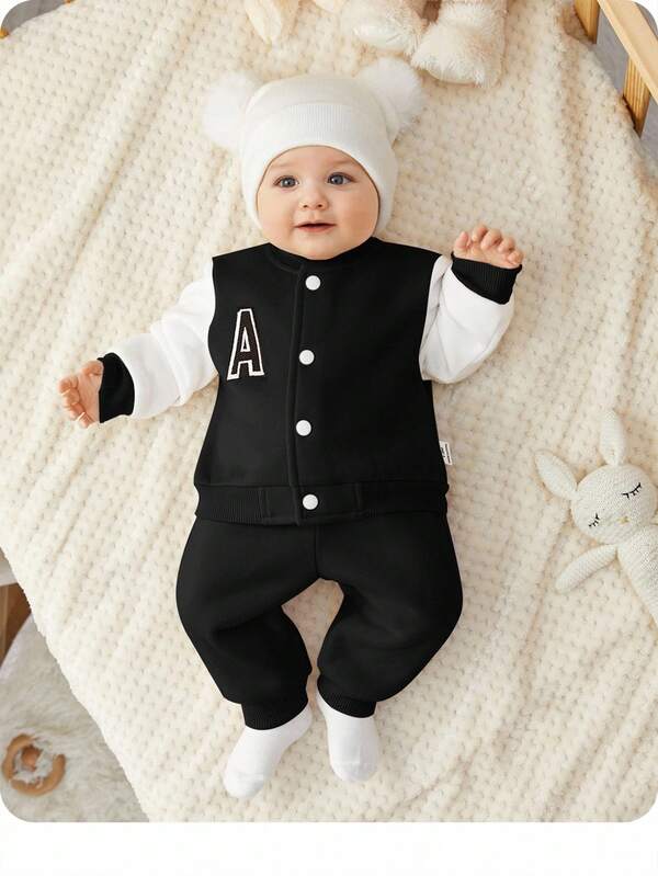 Conjunto de 2 piezas para bebé niños, chaqueta y joggers