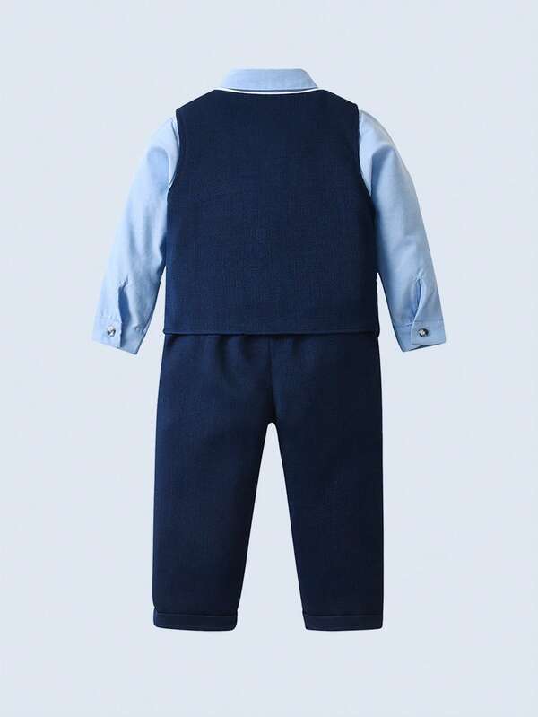 Set de 3 piezas para bebé y niño pequeño, camisa, chaleco y pantalón