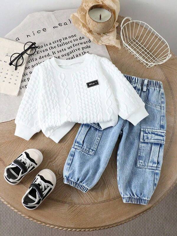 Conjunto de 2 piezas para bebé y niños pequeños, sweater y pantalón