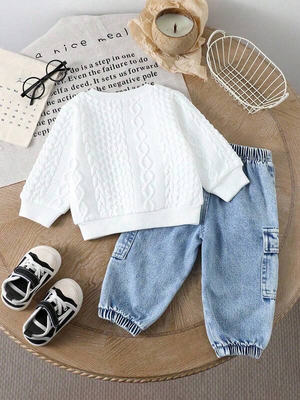 Conjunto de 2 piezas para bebé y niños pequeños, sweater y pantalón