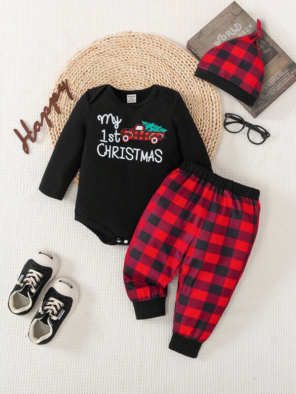 Pijama navideña para bebé, 3 piezas