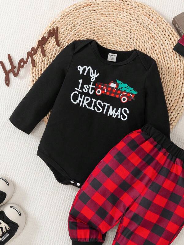 Pijama navideña para bebé, 3 piezas