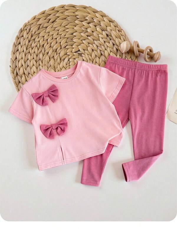 Conjunto de 2 piezas para bebé y niñas pequeñas, blusa y leggins