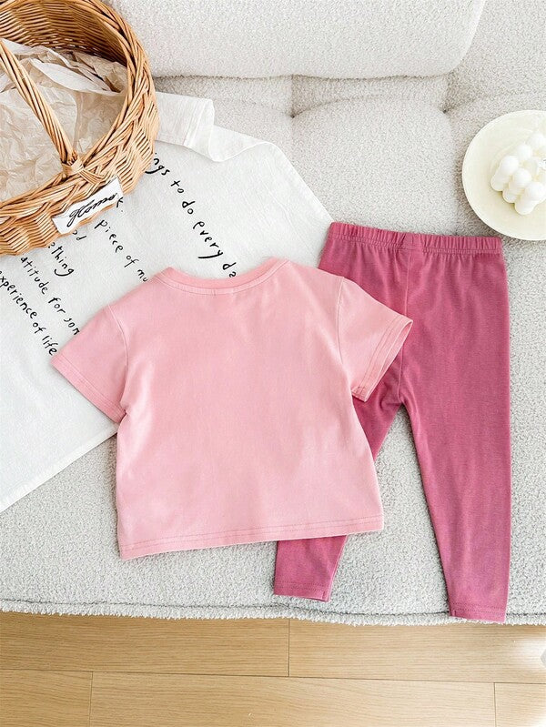 Conjunto de 2 piezas para bebé y niñas pequeñas, blusa y leggins