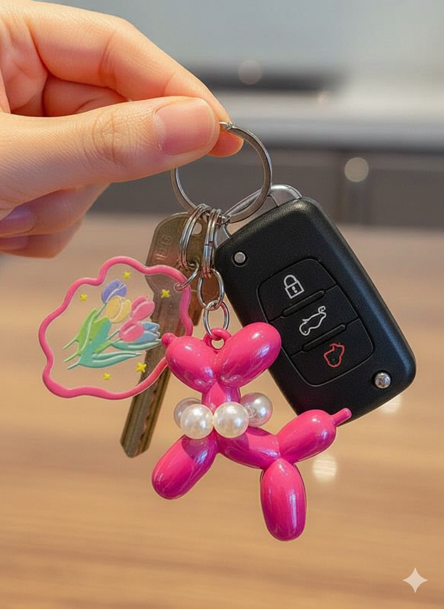 Llavero perro con perlas